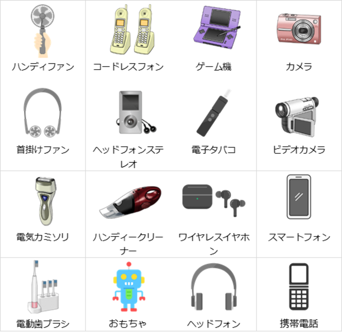 小型二次電池製品の一例