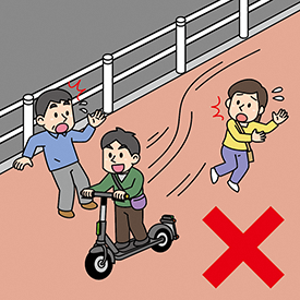 危険なキックボード運転イラスト