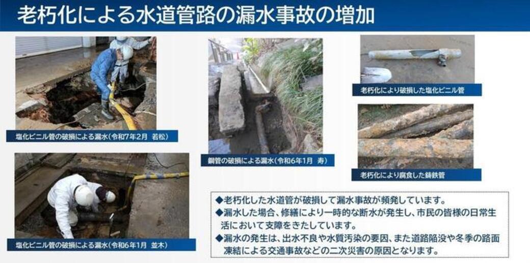 老朽化による漏水事故の増大